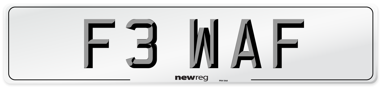 F3 WAF Number Plate from New Reg
